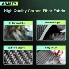 5FT 6.5 FT X 15.7'' Carbon Fiber Fabric Roll Pure Carbon Fiber Cloth 2x2 Twill