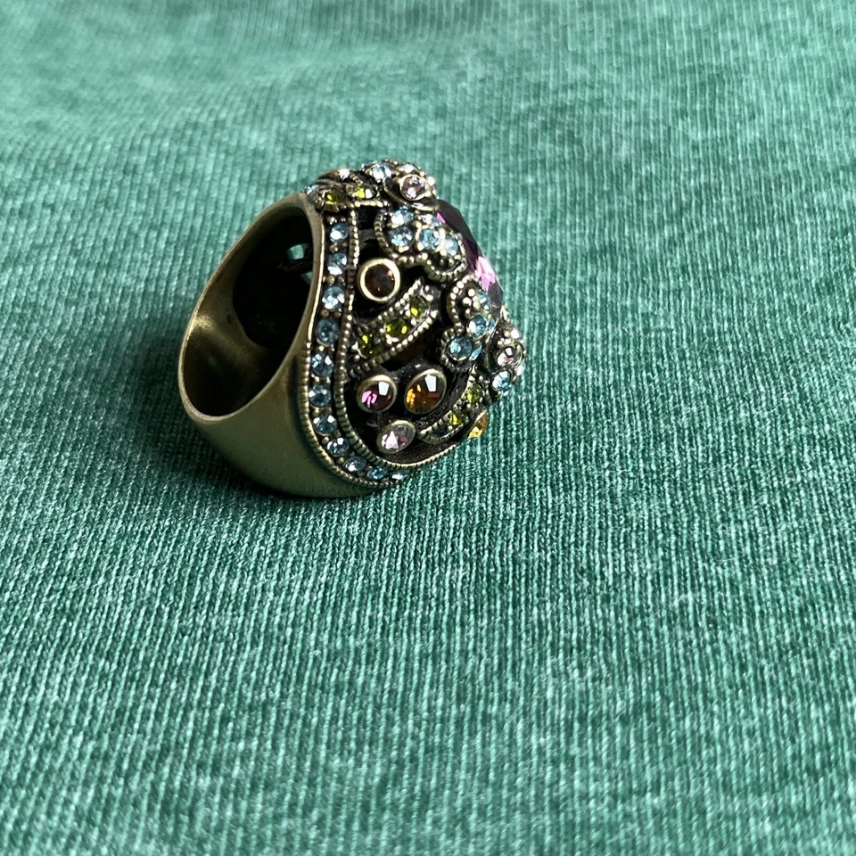 Anel Swarovski multicolorido Heidi Daus roxo ametista gota de lágrima pedra 4,5 - Imagem 2 de 4