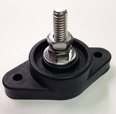 Large Black Power Junction Post Insulated Terminal Block 5/16'' Stud Stainless