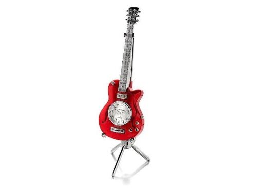 Miniatur rote Gitarrenuhr und -ständer - Bild 1 von 1