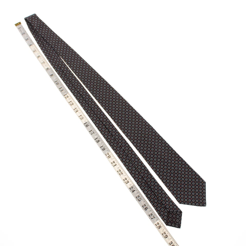 Corbata Kiton nueva sin etiquetas 100 % seda siete pliegues azul marino/negro melange con formas negras/marrones Foto 3 de 4