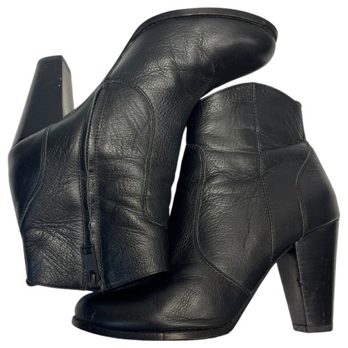 Joie Boots Womens 9.5 Leather Dalton Side Zip Cone Heel Ankle Booties Black - Picture 10 of 14