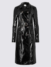 2016 Archive By Alexa Chung Rare M&s Briggate Vinyl Trench Coat Uk 12 Eur 40