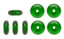 Bead, 100 Emerald Green Czech Pressed Glass 6x2mm Rondelle Disk Spacer Beads 