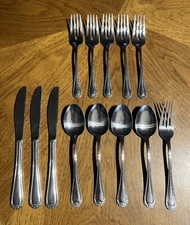 13 Knives Forks Spoons ROSE TRIO ROSE PETAL Rogers Stanley Roberts Stainless