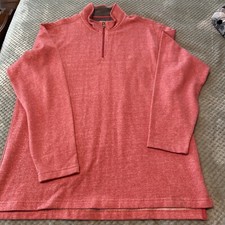 Izod Saltwater Mens Size Large Long Sleeve Pullover 1/4 Zip Salmon Color EUC