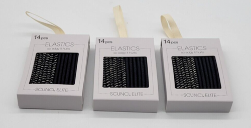 3 PACK SCUNCI ELITE SO EDGY IT HURTS 14 ELASTIC BLACK