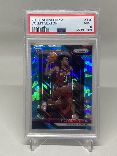 COLLIN SEXTON 2018-19 Panini Prizm BLUE ICE PRIZM ROOKIE RC #d/99 PSA MINT 9
