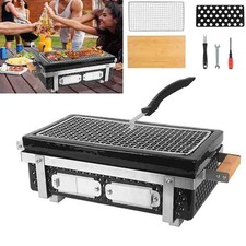 Ceramic Charcoal Barbecue Grill Portable BBQ Tabletop Smoker Picnic Garden Hike
