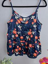 ROXY Women s S Satin Floral Cami V-Neck Spagh...