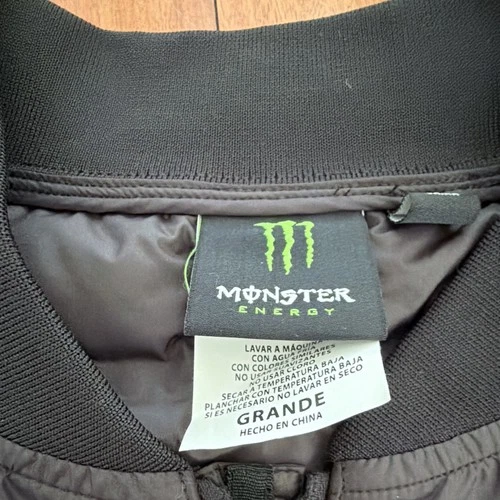 Monster Energy Men's Black Quilted Bomber Jacket Logo Full Zip Pockets L image 4