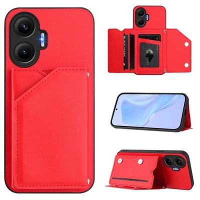 Redmi Turbo 4 Pro / Poco F7 Hülle mit 4 Kartenfächern und rotem Armband
