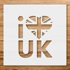 UK Love Heart Text Wall Art Reusable Plastic Stencil - StencilAir