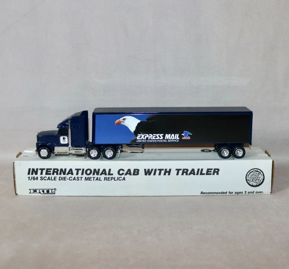 Ertl USPS Express Mail ‘91 International Cab Tractor Trailer Replica #7691 1:64 - Image 2 of 4