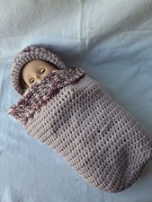 Hand Crocheted Baby Cacoon Hat Set Lilac