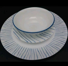 Corelle Vitrelle Nautical Striped 18pc Dishware Set, White/Blue (1146961)