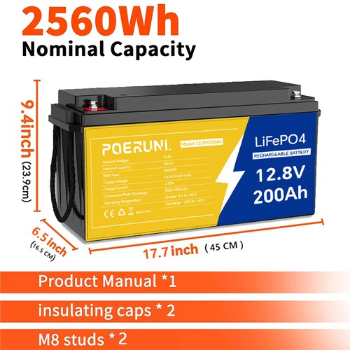 NEW 12V 200Ah LiFePO4 Lithium Battery Deep Cycle BMS Solar RV Marine Off-grid