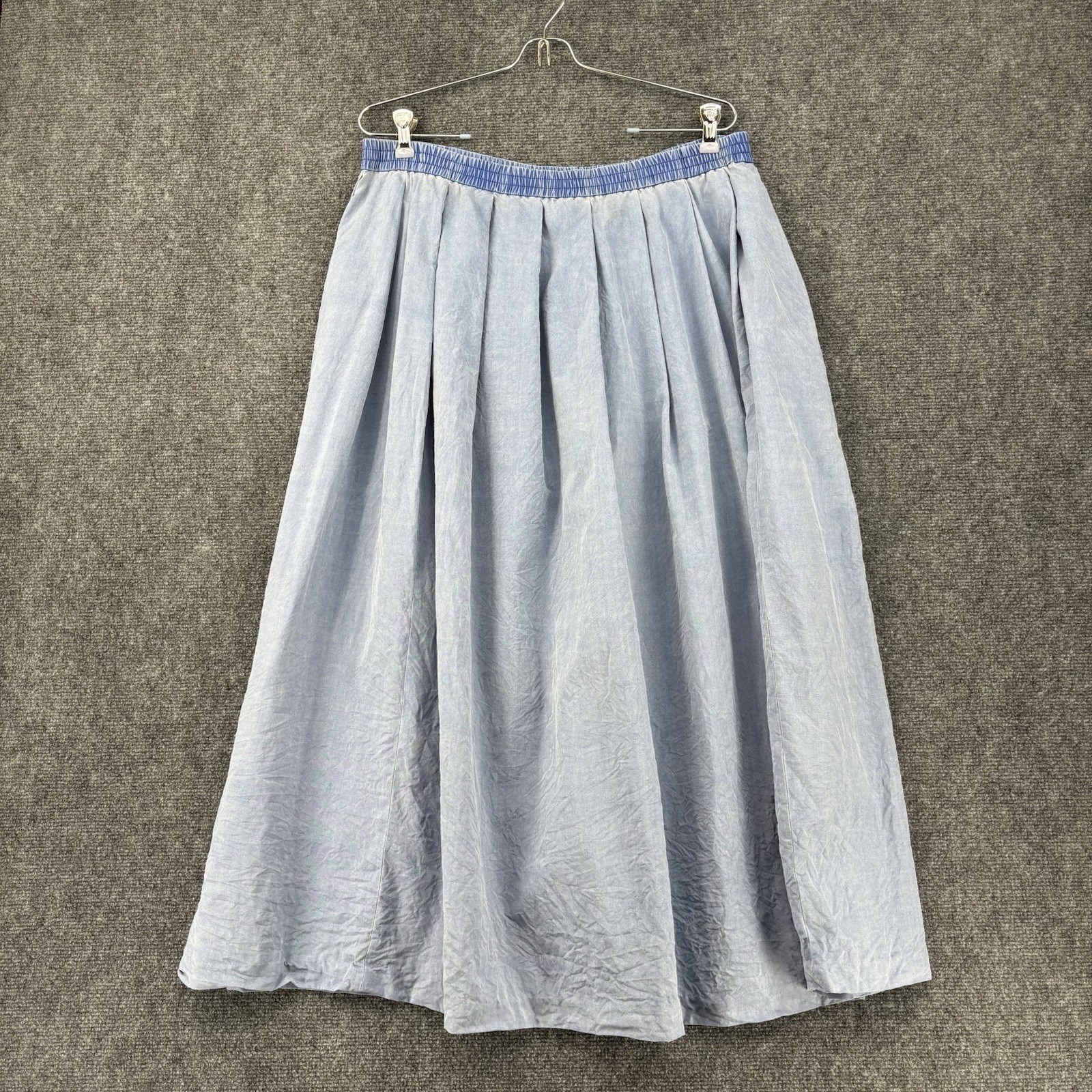 VINTAGE I Magnin Sixth Sense Blue Silk Pleated Maxi Skirt Women’s Medium Stretch