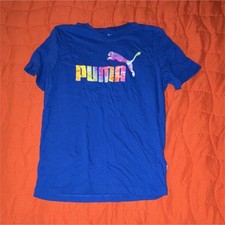 PUMA Men's Blue Cotton Jersey Logo Crew Neck Short Sleeve T-Shirt Size M
