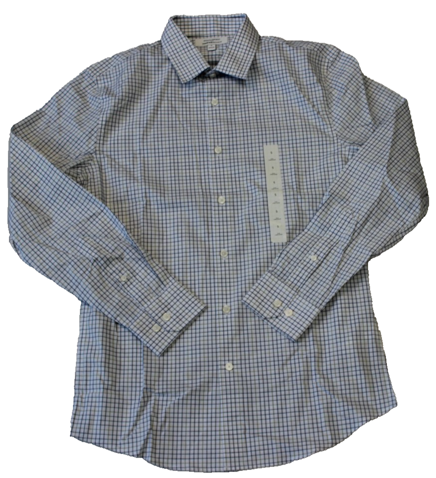 NWT Banana Republic Mens Slim Fit Button-Up Shirt Size S White Check Long Sleeve