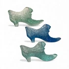 Fenton Art Glass Blue Cat Head Slipper Shoes