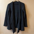 Eileen Fisher 羊绒开衫 S 码灰色开襟垂褶 100% 羊绒