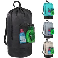 Laundry Bag Backpack with Shoulder Straps and Mesh Pocket Laundry Backpack La...