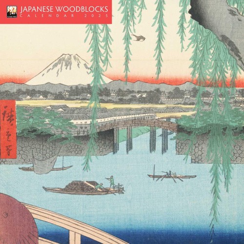 Japanese Woodblocks Mini Wall Calendar 2025 (Art Calendar) by Flame Tree Studio