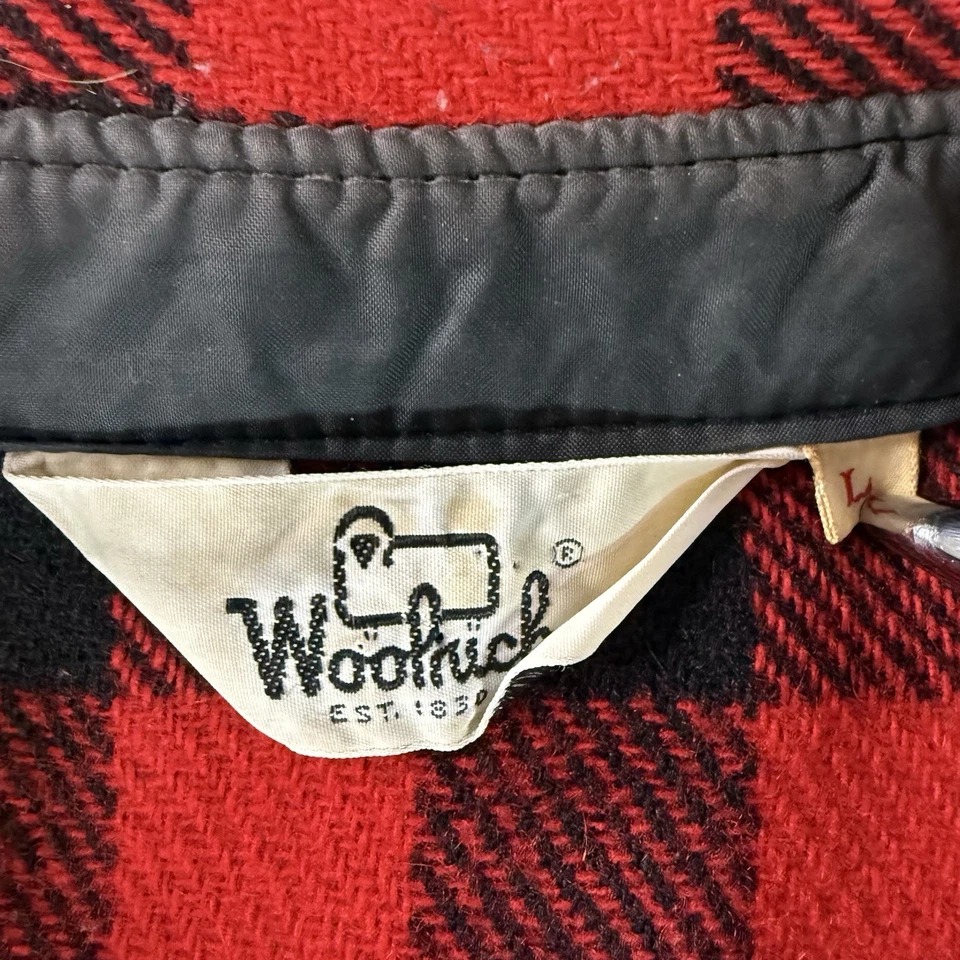 Vintage Woolrich Buffalo Plaid Shirt Jacket Red Black Wool Blend USA Made L - Image 3 of 4