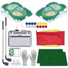 Golf Cornhole Game Set, Golf Training Equipment, Backyard Party Game, Backyar...