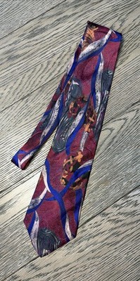 Men s LA FENICE  Neck Tie 100%Silk Made in Italy Red  Purple, multicolored 60 