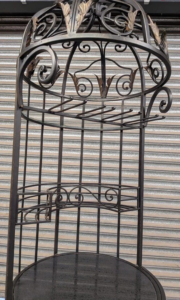 Vintage Wrought Iron Birdcage Wine Station Bar - Image 2 of 4