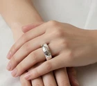 Hammered 925  Sterling Silver Band Ring: Domed 5mm Thumb Ring