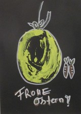 Ostern Karte Geld Gutschein Geschenkset b/w Karton Zeichnung orig sign ZM DinA5