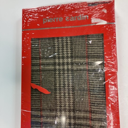 Pierre Cardin Vintage 1990’s Brown Plaid 100% Wool Fringe Muffler Scarf NIB - Picture 2 of 12