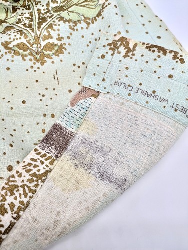 Vintage Barkcloth Fabric Panel/Curtain 50's Abstract Teal Nature 102" by 33.5" - Picture 16 of 20