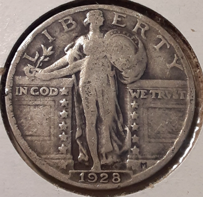 1928 Standing Liberty Quarter Philadelphia Mint 90% Rotated Die