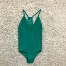 Free People Intimately Bodysuit Extra Small Womens Green V Neck Thong Stretch XS