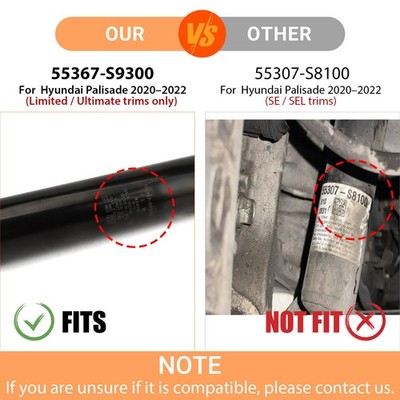 2X FOR HYUNDAI Palisade 2020-2022 Self Leveling Rear Shock