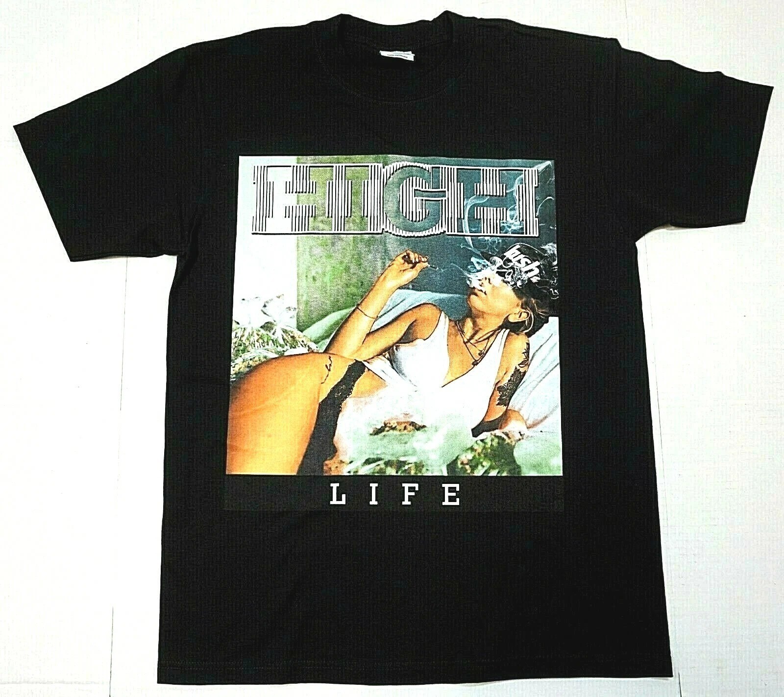 MARIJUANA HIGH LIFE T-shirt Weed 420 Kush Blunt Smoke Tee Men's 100% Cotton New
