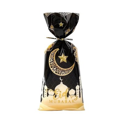100 Stück Eid Mubarak Geschenktüten, Schwarz Mond Stern Geschenktüten