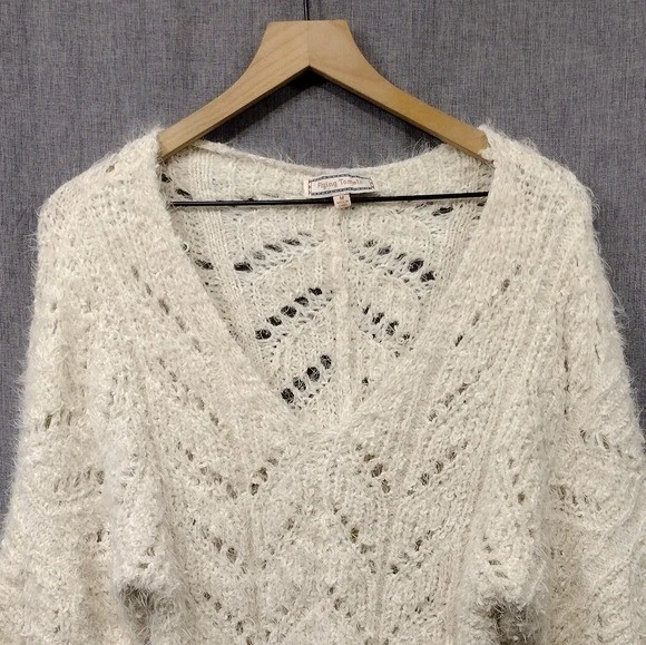 Suéter feminino Flying Tomato Laguna Beach Night Eyelet M branco boho retrô Y2K - Imagem 2 de 4
