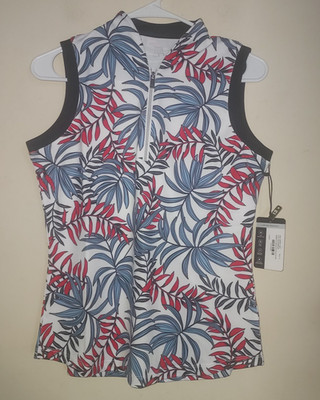 Tail  Women's Golf Shirt Small Sleeveless  1/4 Zip Lifestyle Blue Red White