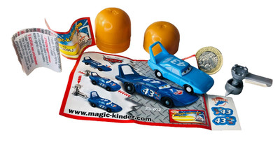 Kinder Ei Spielzeug Disney Cars komplett blau Auto Oldtimer ra