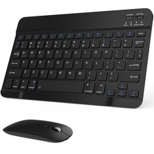 Rechargeable Bluetooth Keyboard and Mouse Combo, Universal Ultra-Slim Wireless K