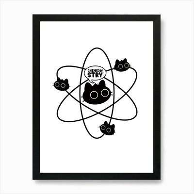 Katze Atome Kunstdruck gerahmt Wandbild Poster Leinwanddruck Bild