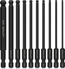 Ball End Hex Head Allen Wrench Drill Bit Set (10PCS SAE 5/16” to 5/64”), 10PC...