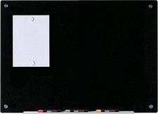 Black Glass Dry Erase Board Set 3' x 2' with Magnets, Tray  Hardware
