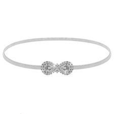 Amabro Gold Belts for Women, Rhinestone Chain Belt Elastic Skinny Waist Silver