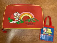 Vintage American Greetings 1980 Strawberry Shortcake Suitcase Bag W/ Extra